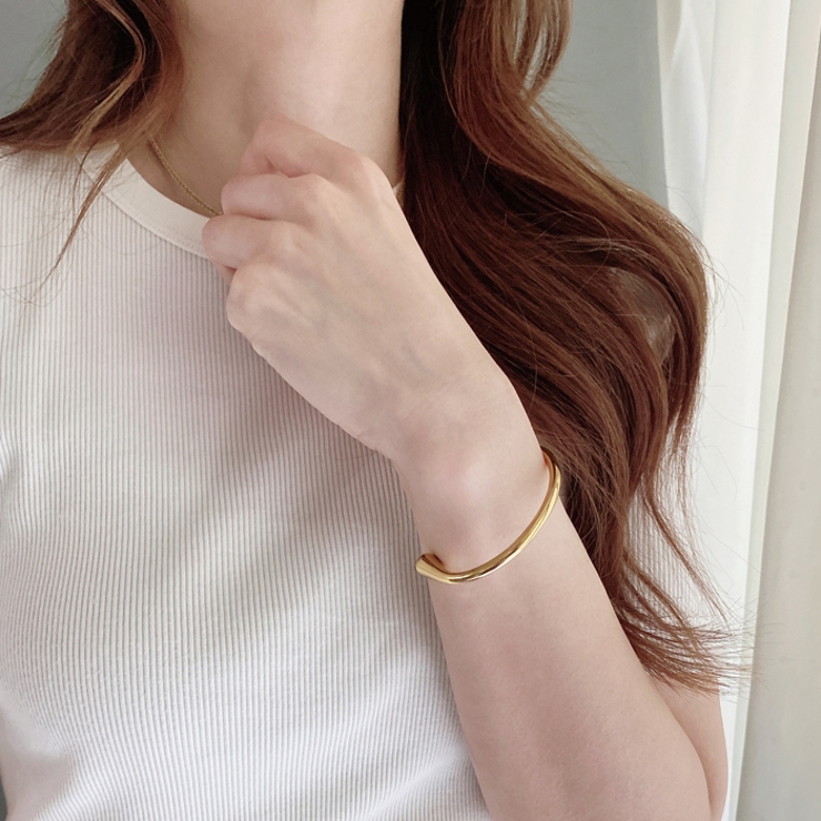 ドロップカーブステンレスバングル ブレスレット 大きめ | FACION | 詳細画像6 