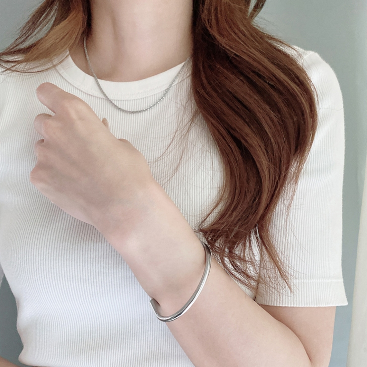 ドロップカーブステンレスバングル ブレスレット 大きめ | FACION | 詳細画像7 