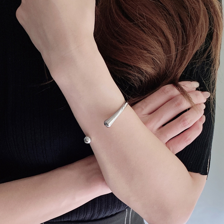 ドロップカーブステンレスバングル ブレスレット 大きめ | FACION | 詳細画像8 