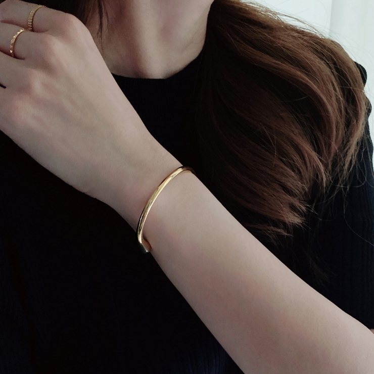 ドロップカーブステンレスバングル ブレスレット 大きめ | FACION | 詳細画像11 