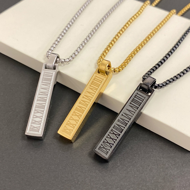 スティックバーローマ数字ステンレスネックレス メンズ サージカルステンレス | FACION | 詳細画像4 