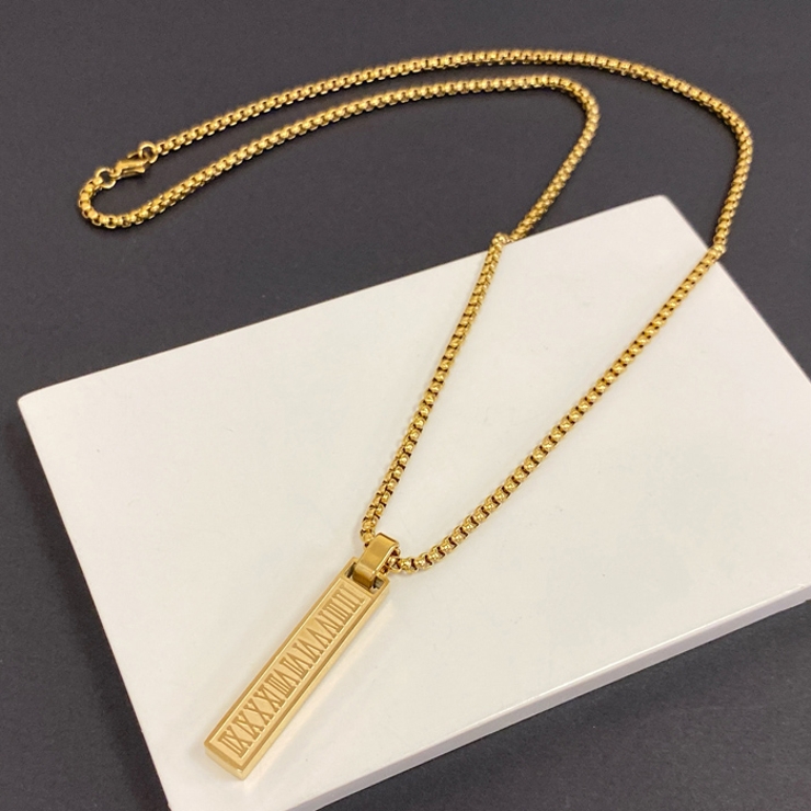 ゴールド | スティックバーローマ数字ステンレスネックレス メンズ サージカルステンレス | FACION