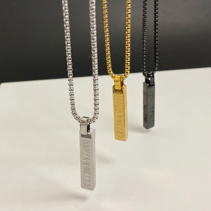 スティックバーローマ数字ステンレスネックレス メンズ サージカルステンレス | FACION | 詳細画像1 