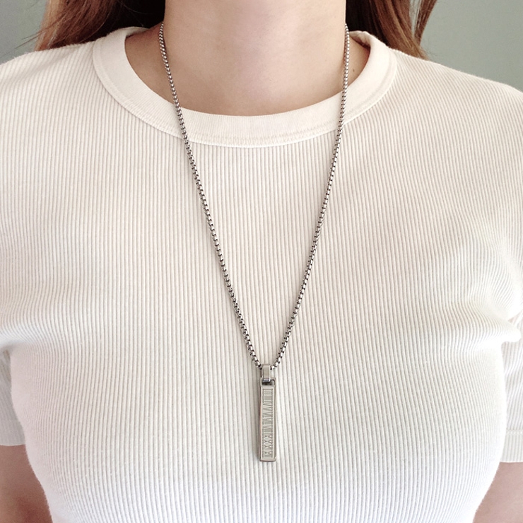 スティックバーローマ数字ステンレスネックレス メンズ サージカルステンレス | FACION | 詳細画像8 