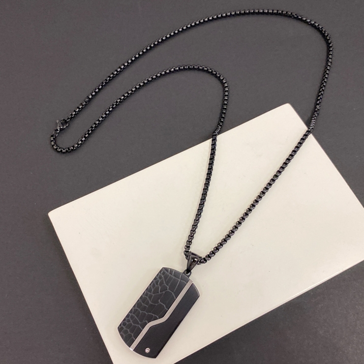 シルバー | ドッグタグブラックステンレスネックレス アレルギー対応 金属アレルギー | FACION