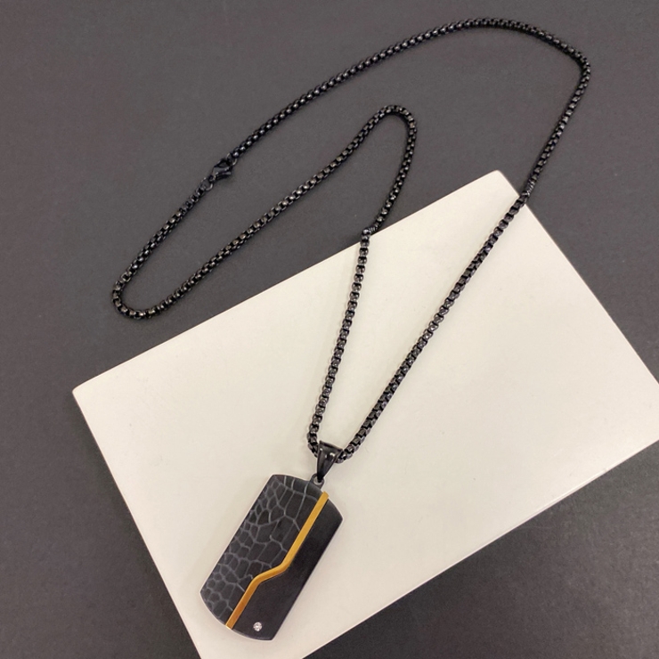 ゴールド | ドッグタグブラックステンレスネックレス アレルギー対応 金属アレルギー | FACION
