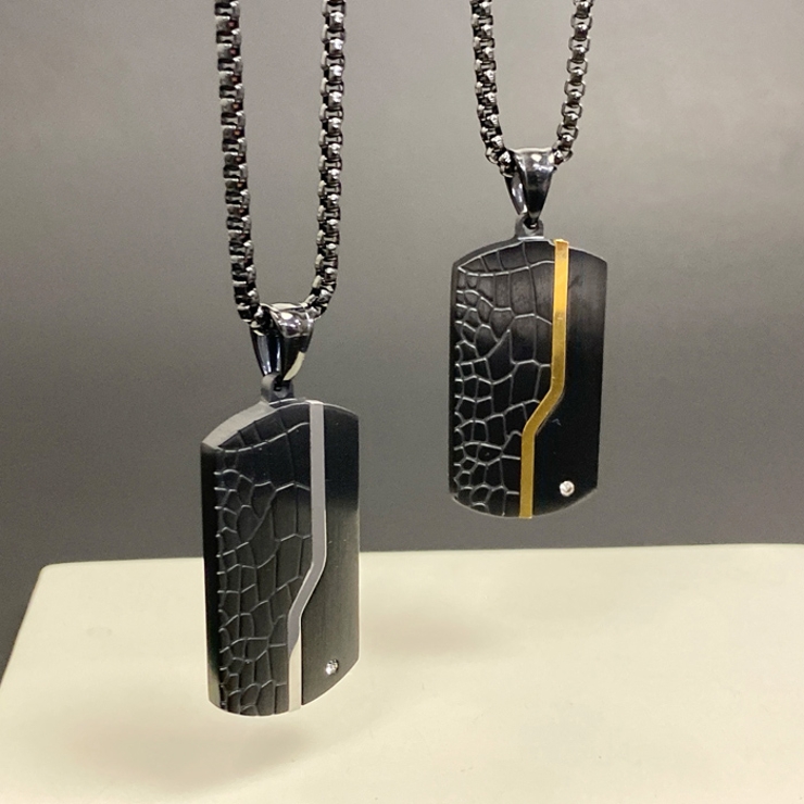 ドッグタグブラックステンレスネックレス アレルギー対応 金属アレルギー | FACION | 詳細画像1 