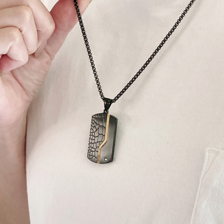 ドッグタグブラックステンレスネックレス アレルギー対応 金属アレルギー | FACION | 詳細画像5 