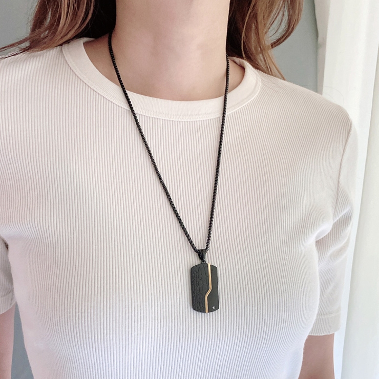 ドッグタグブラックステンレスネックレス アレルギー対応 金属アレルギー | FACION | 詳細画像6 