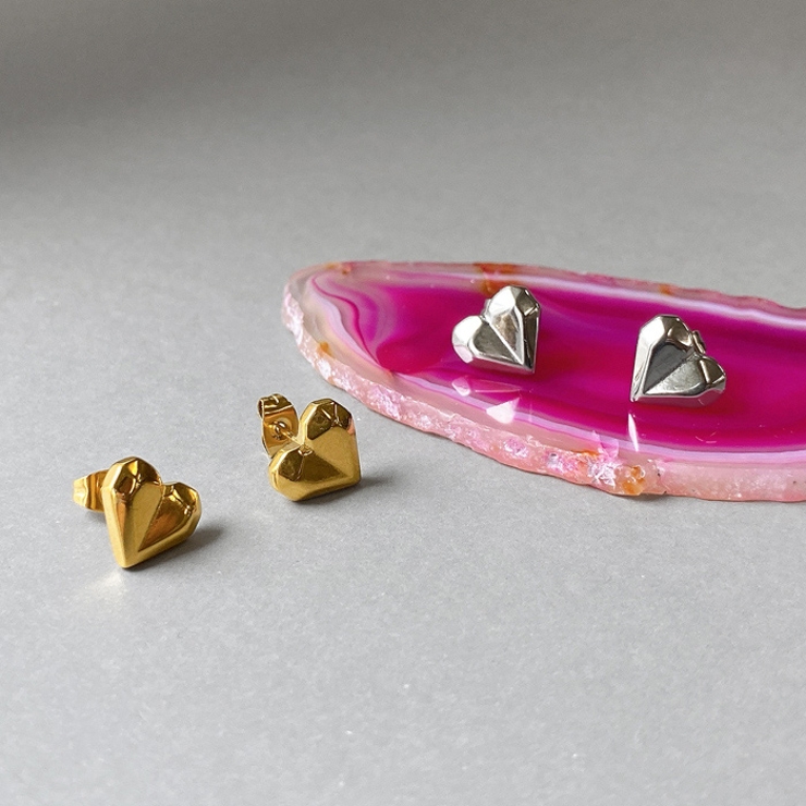 ハートダイヤカットステンレスピアス レディース つけっぱなし | FACION | 詳細画像1 