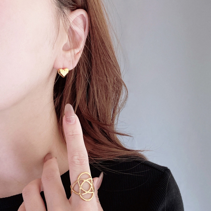 ハートダイヤカットステンレスピアス レディース つけっぱなし | FACION | 詳細画像9 