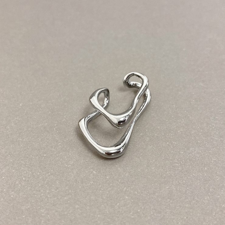 シルバー | ニュアンスダブルラインイヤーカフ 片耳用 ノンホール | FACION