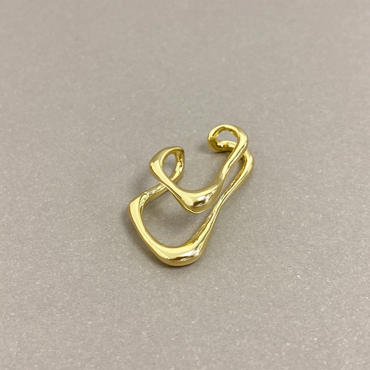 ゴールド | ニュアンスダブルラインイヤーカフ 片耳用 ノンホール | FACION