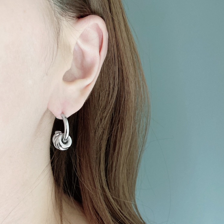 C型ステンレスリング付フープピアス バイカラー シルバー | FACION | 詳細画像7 