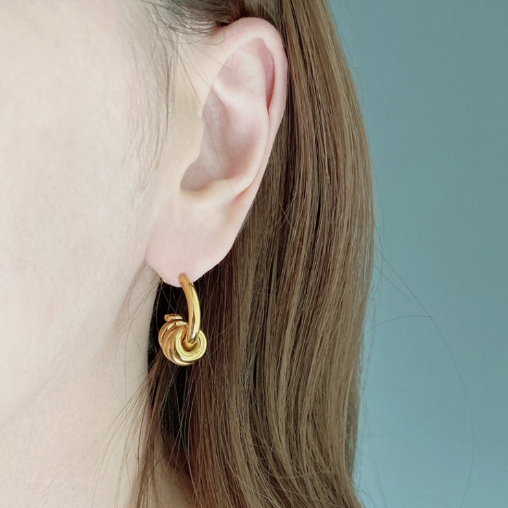 C型ステンレスリング付フープピアス バイカラー シルバー | FACION | 詳細画像9 