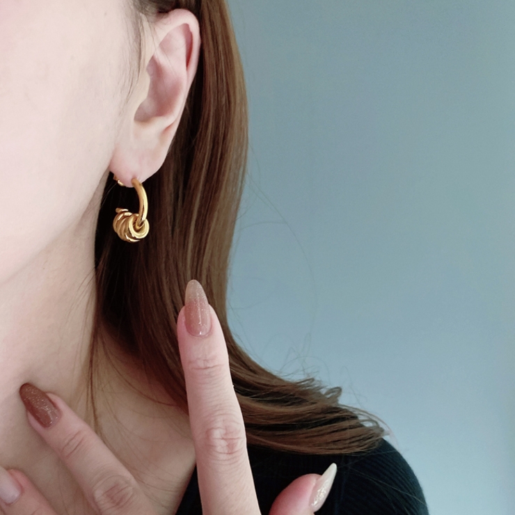 C型ステンレスリング付フープピアス バイカラー シルバー | FACION | 詳細画像10 