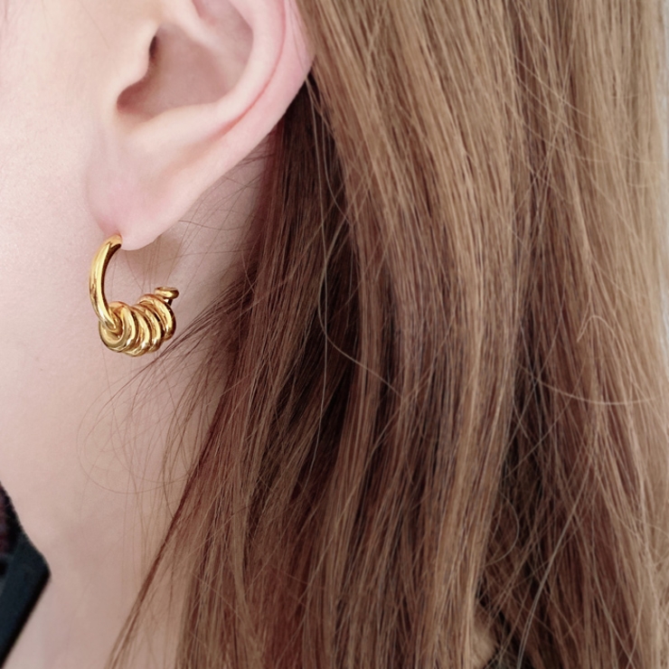 C型ステンレスリング付フープピアス バイカラー シルバー | FACION | 詳細画像11 