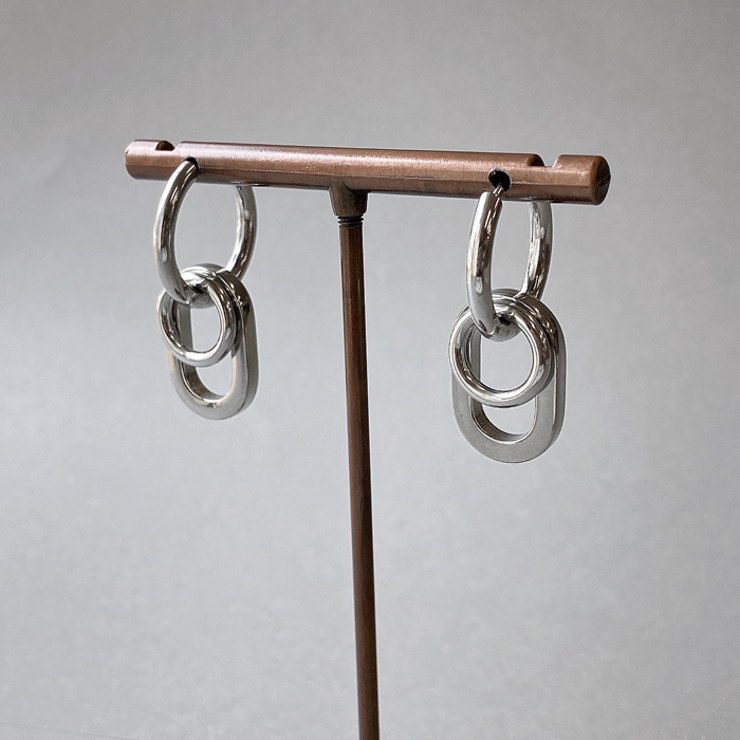 シルバー | ワンタッチフープリング付ステンレスピアス 開閉式 キャッチレス | FACION