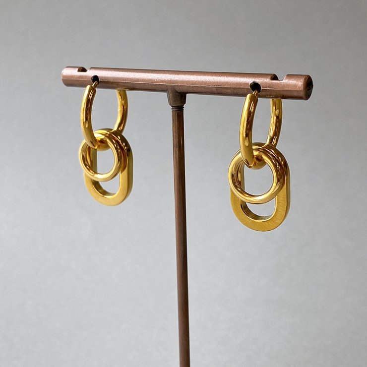 ゴールド | ワンタッチフープリング付ステンレスピアス 開閉式 キャッチレス | FACION