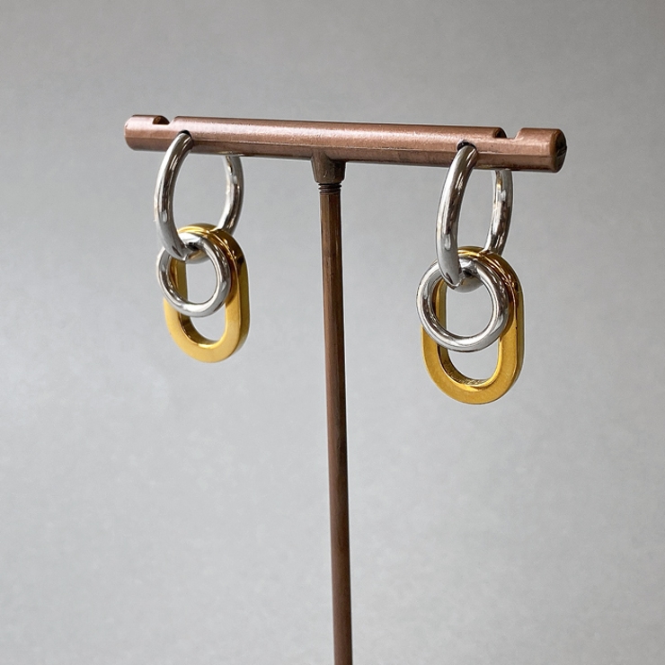 バイカラー | ワンタッチフープリング付ステンレスピアス 開閉式 キャッチレス | FACION