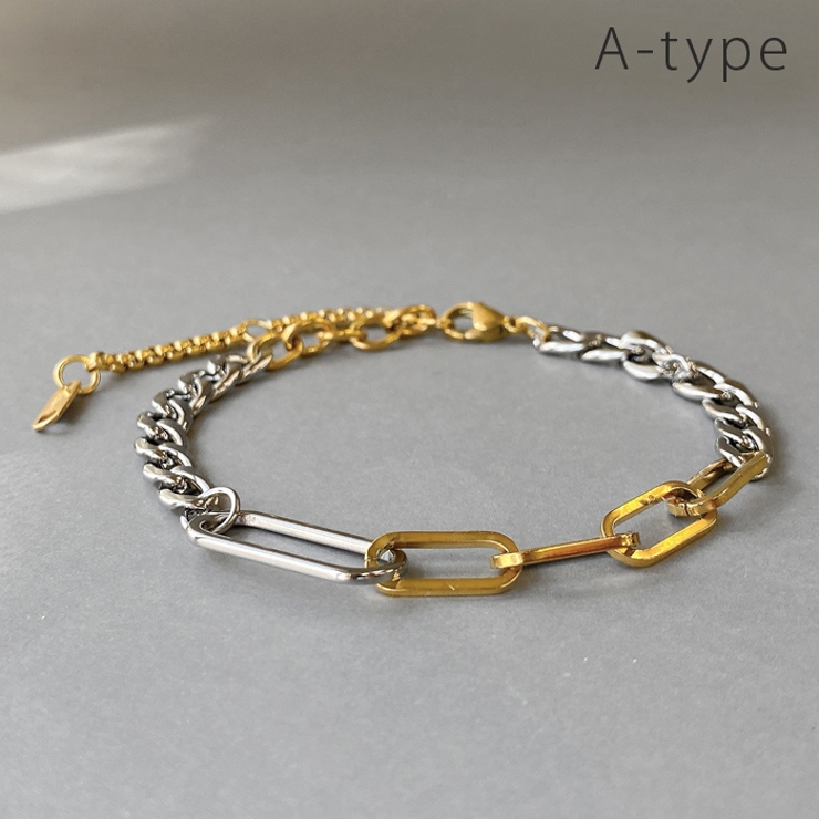 A-type | バイカラーマルチチェーンステンレスブレスレット ブレス アレルギー対応 | FACION