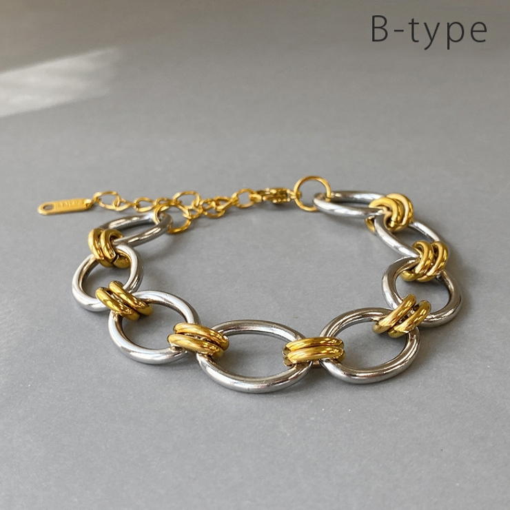 B-type | バイカラーマルチチェーンステンレスブレスレット ブレス アレルギー対応 | FACION
