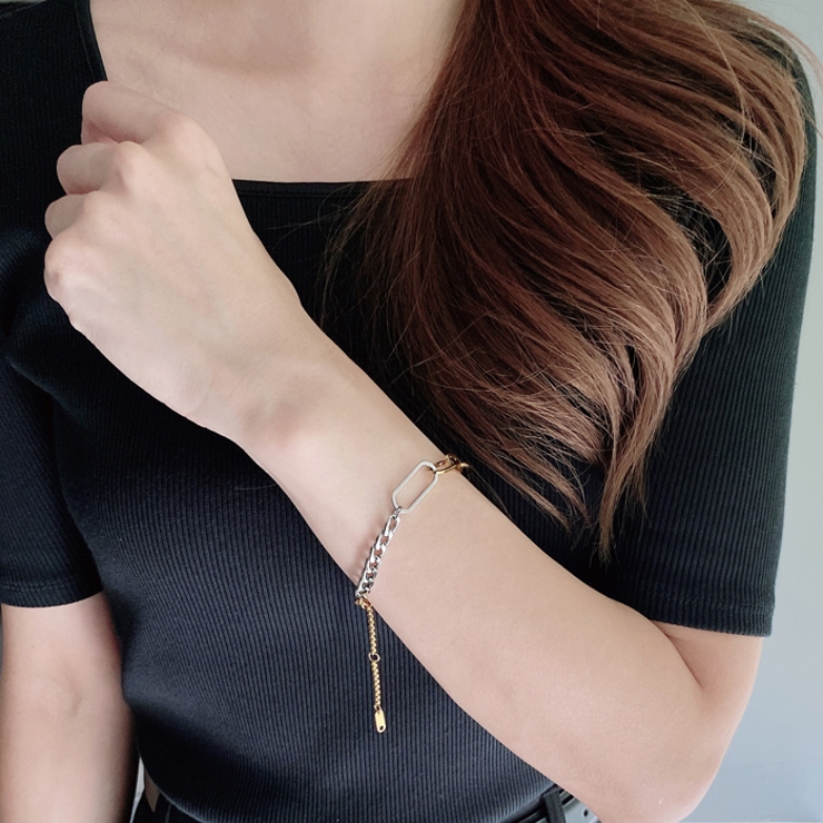 バイカラーマルチチェーンステンレスブレスレット ブレス アレルギー対応 | FACION | 詳細画像8 