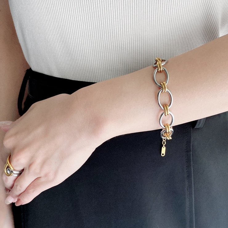 バイカラーマルチチェーンステンレスブレスレット ブレス アレルギー対応 | FACION | 詳細画像9 