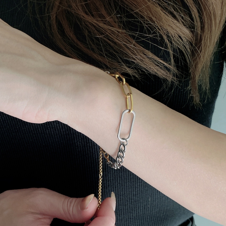 バイカラーマルチチェーンステンレスブレスレット ブレス アレルギー対応 | FACION | 詳細画像10 