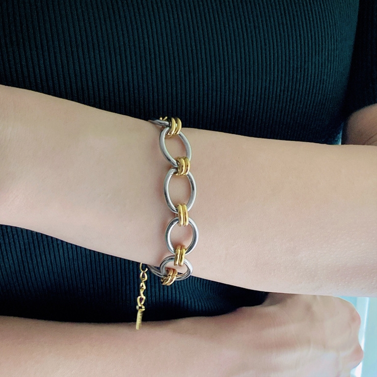 バイカラーマルチチェーンステンレスブレスレット ブレス アレルギー対応 | FACION | 詳細画像11 