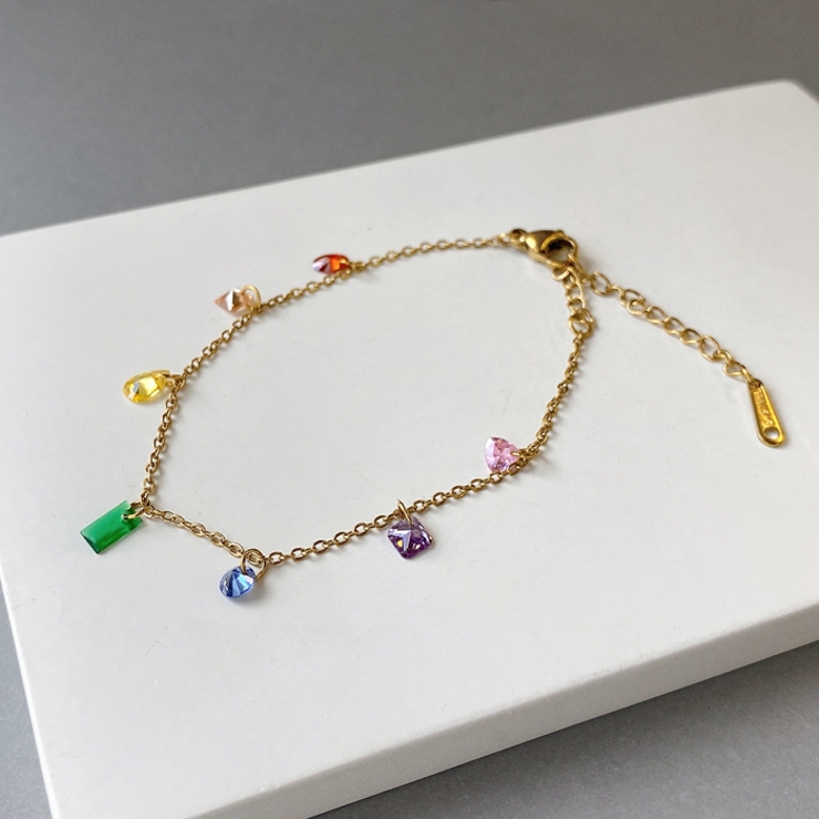 カラフルストーンステンレスブレスレット アレルギー対応 つけっぱなし | FACION | 詳細画像4 