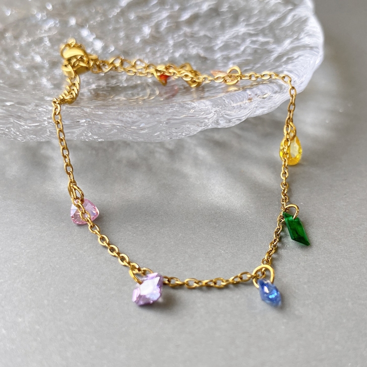 カラフルストーンステンレスブレスレット アレルギー対応 つけっぱなし | FACION | 詳細画像6 