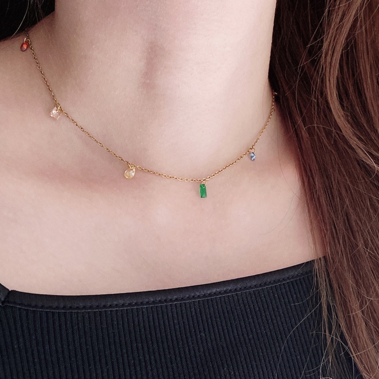 カラフルストーンステンレスネックレス アレルギー対応 つけっぱなし | FACION | 詳細画像10 