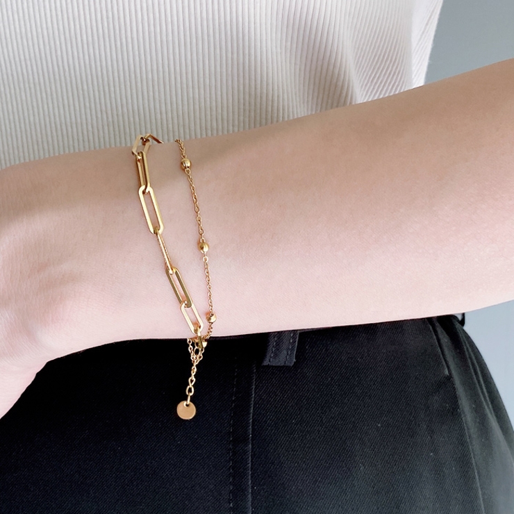 2連デザインチェーンステンレスブレスレット つけっぱなし アレルギー対応 | FACION | 詳細画像11 