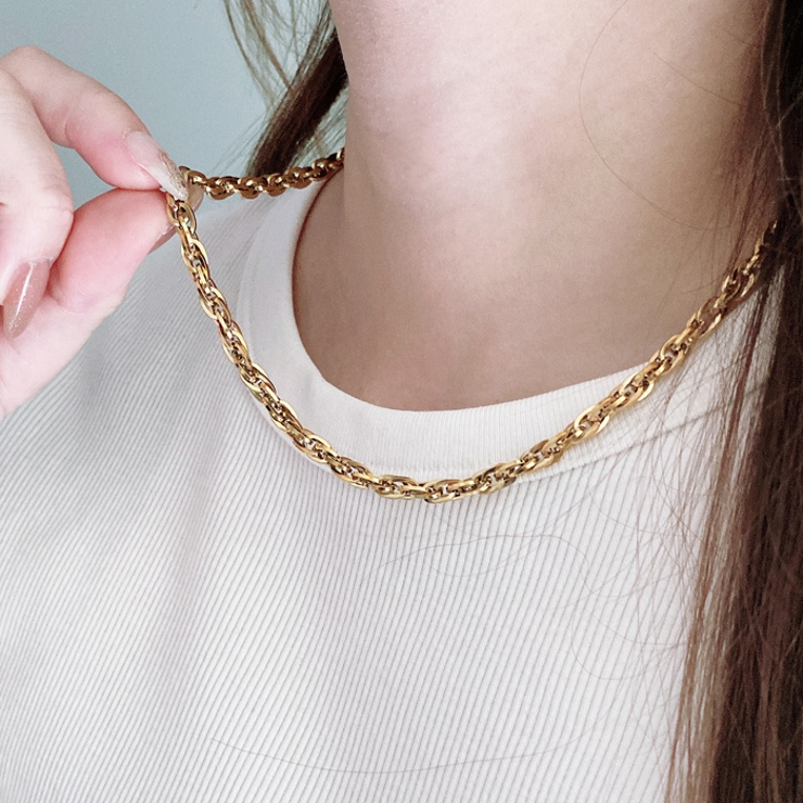 ボリュームステンレスチェーンネックレス アレルギー対応 つけっぱなし | FACION | 詳細画像9 