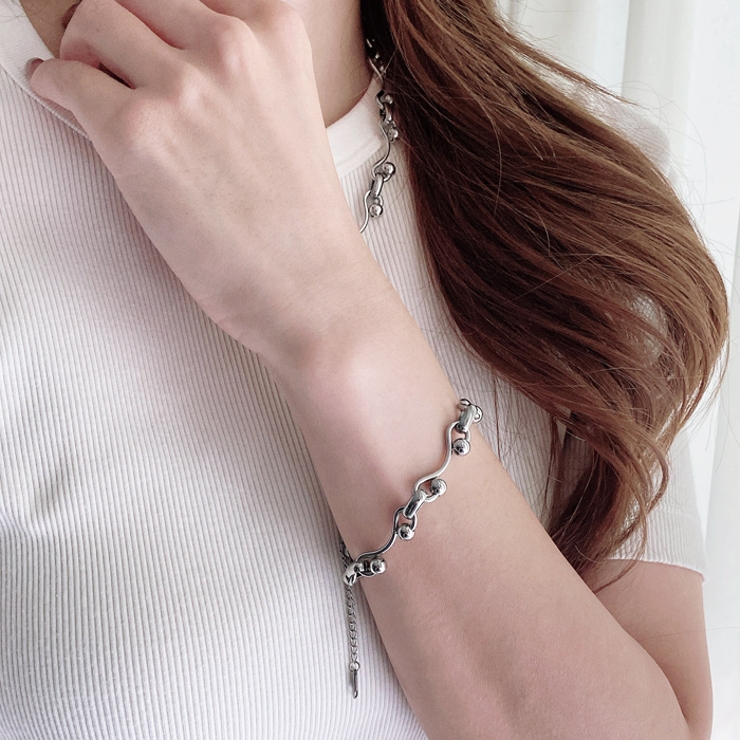 ウェーブドットチェーンステンレスブレスレット レディース サージカルステンレス | FACION | 詳細画像5 