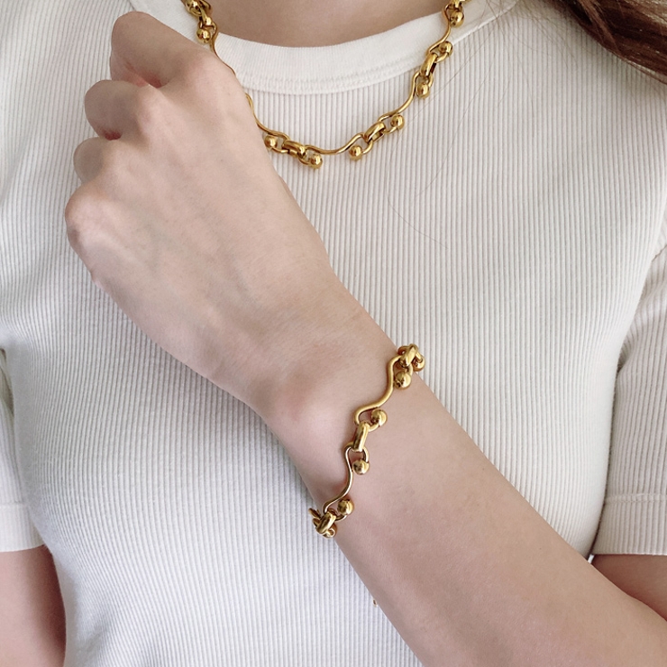 ウェーブドットチェーンステンレスブレスレット レディース サージカルステンレス | FACION | 詳細画像7 