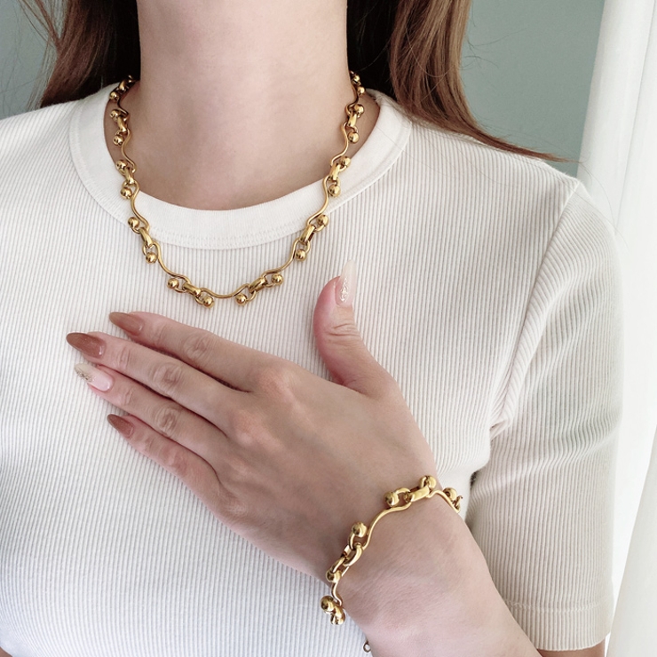 ウェーブドットチェーンステンレスブレスレット レディース サージカルステンレス | FACION | 詳細画像9 