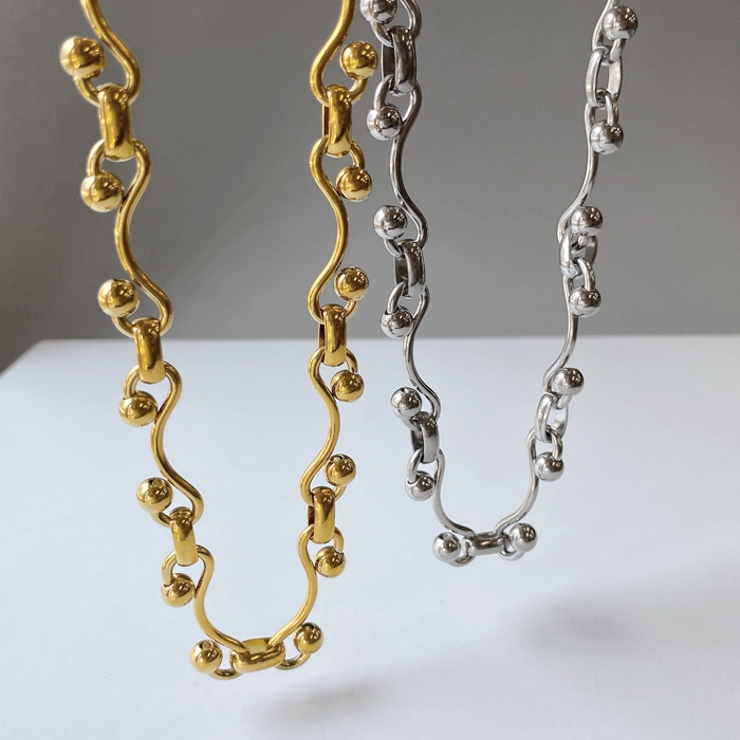 ウェーブドットチェーンステンレスネックレス アレルギー対応 つけっぱなし | FACION | 詳細画像5 