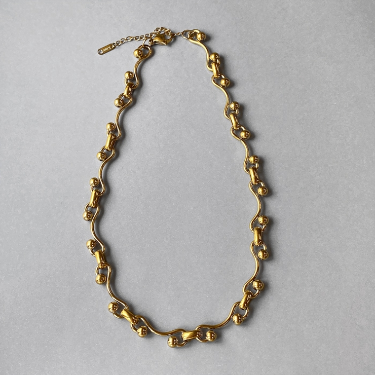 ゴールド | ウェーブドットチェーンステンレスネックレス アレルギー対応 つけっぱなし | FACION