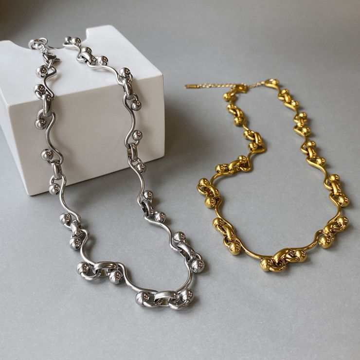 ウェーブドットチェーンステンレスネックレス アレルギー対応 つけっぱなし | FACION | 詳細画像1 