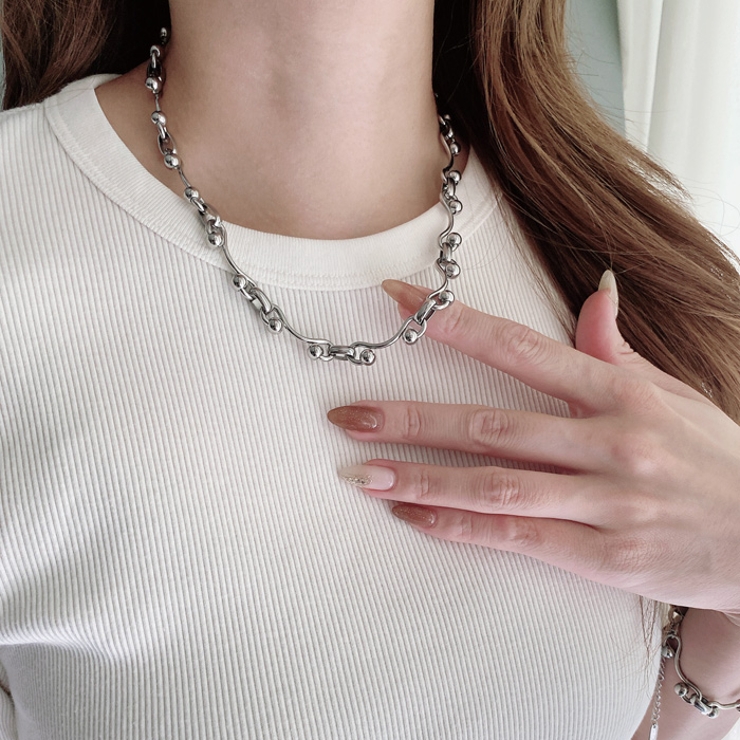 ウェーブドットチェーンステンレスネックレス アレルギー対応 つけっぱなし | FACION | 詳細画像8 