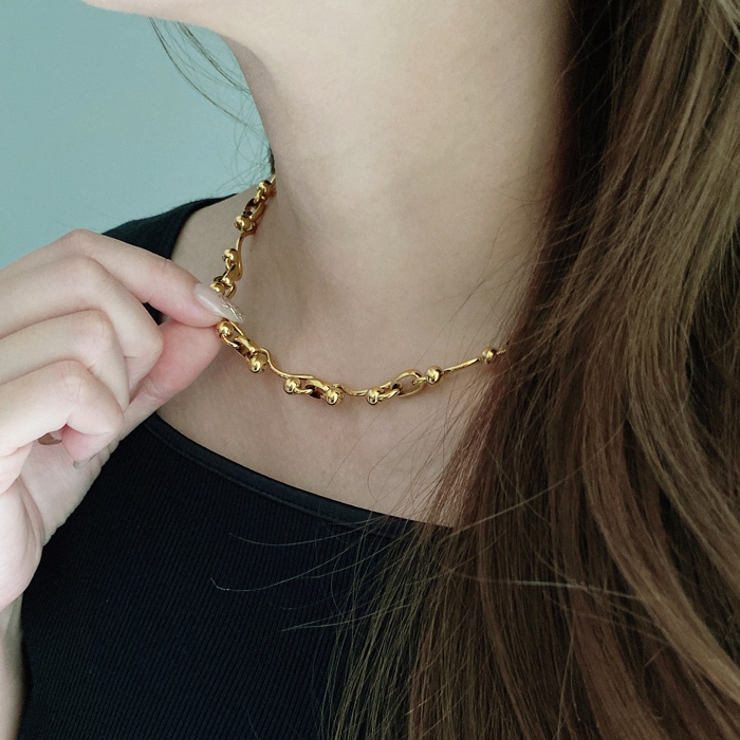 ウェーブドットチェーンステンレスネックレス アレルギー対応 つけっぱなし | FACION | 詳細画像9 