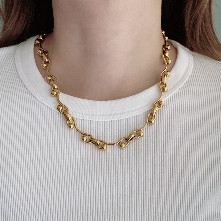 ウェーブドットチェーンステンレスネックレス アレルギー対応 つけっぱなし | FACION | 詳細画像10 