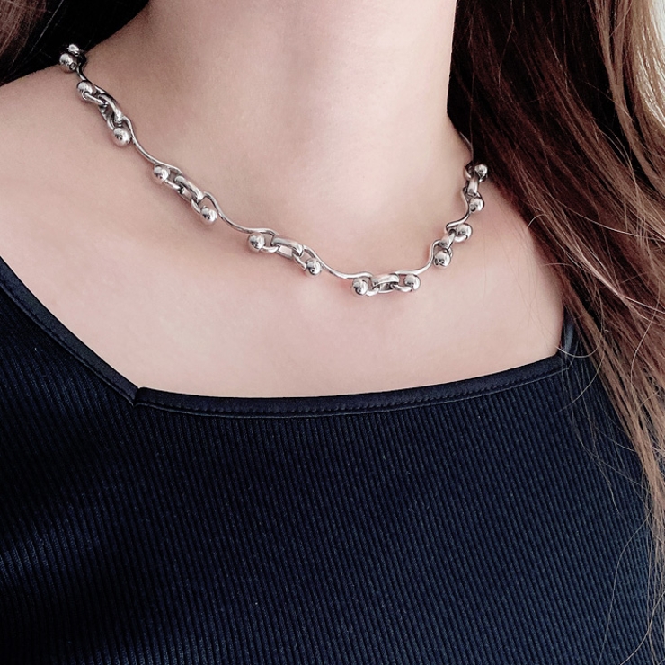 ウェーブドットチェーンステンレスネックレス アレルギー対応 つけっぱなし | FACION | 詳細画像11 