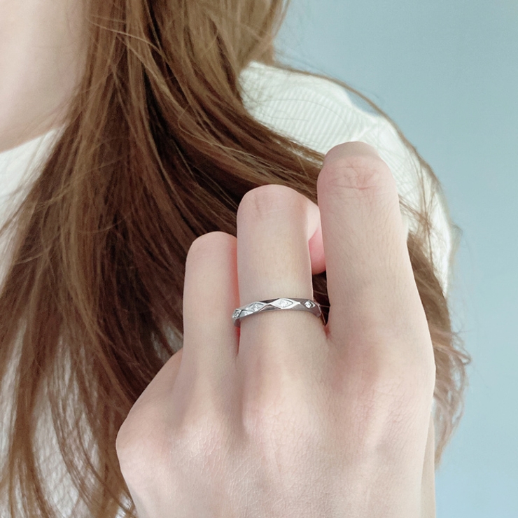 ジルコニアストーン付ダイヤカットステンレスリング 指輪 アレルギー対応 | FACION | 詳細画像8 