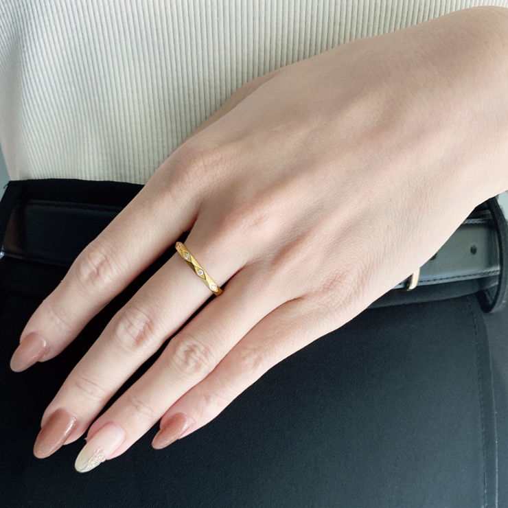 ジルコニアストーン付ダイヤカットステンレスリング 指輪 アレルギー対応 | FACION | 詳細画像10 