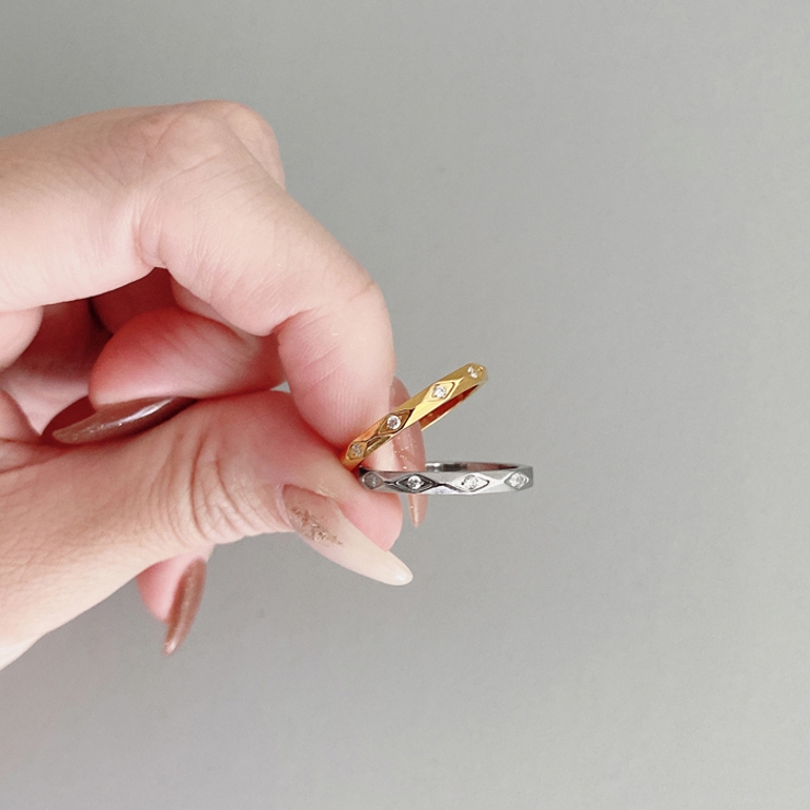 ジルコニアストーン付ダイヤカットステンレスリング 指輪 アレルギー対応 | FACION | 詳細画像11 