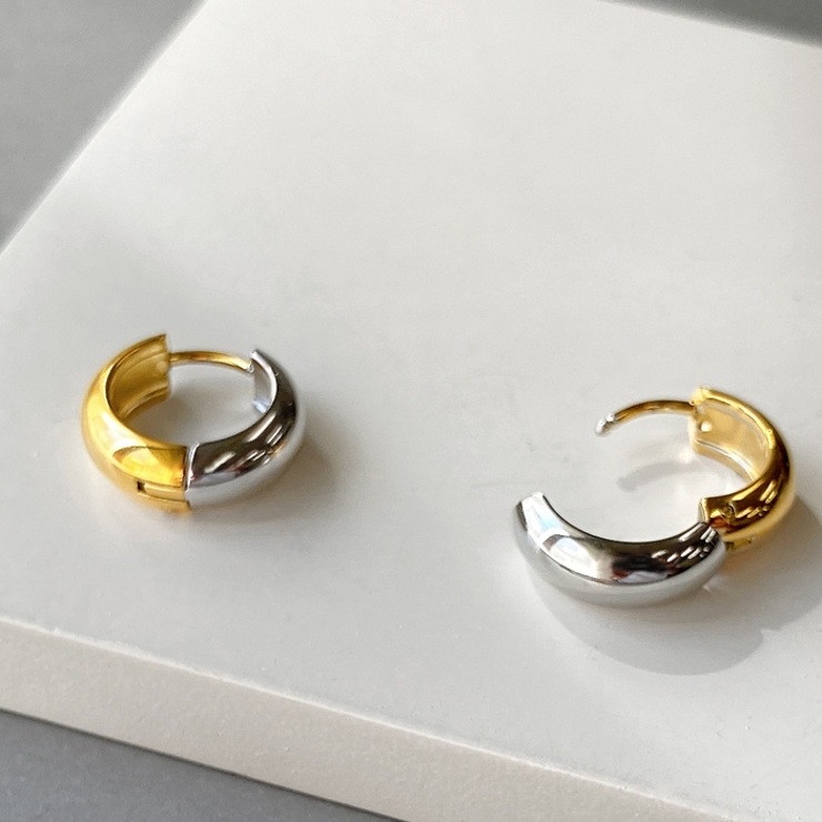 バイカラーステンレスロールフープピアス サージカルステンレス アレルギー対応 | FACION | 詳細画像1 