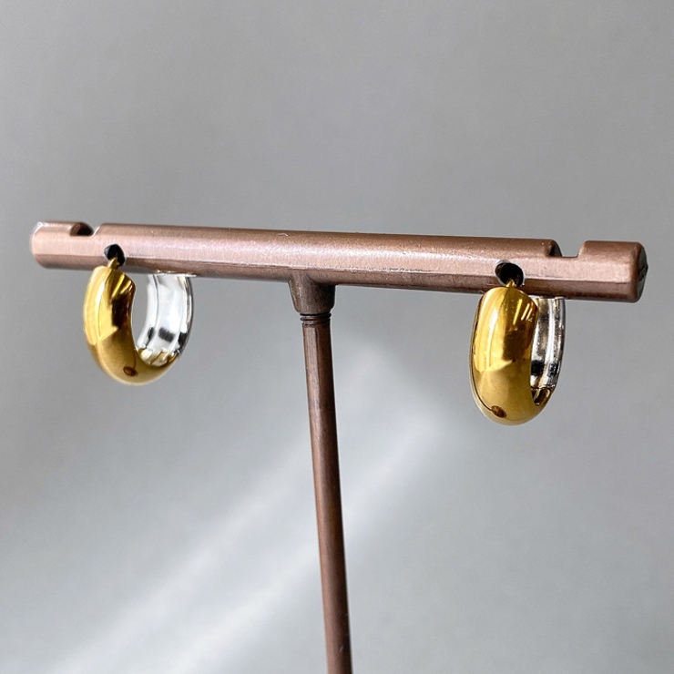 バイカラーステンレスロールフープピアス サージカルステンレス アレルギー対応 | FACION | 詳細画像4 